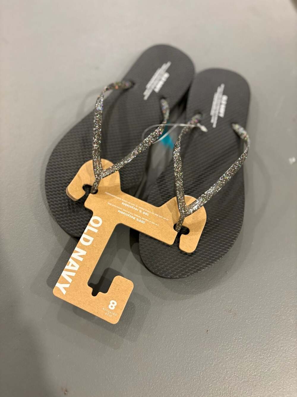 Old Navy Women's Glitter Flip-Flops in Black
